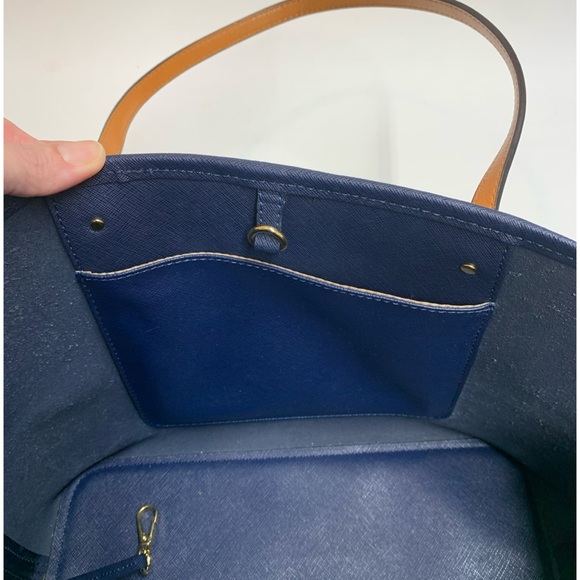 Michael Kors Blue Striped Leather Tote - Picture 9 of 16